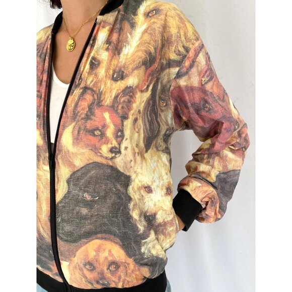 90s vintage dog head all over print unisex mens tyvek light windbreaker jacket - Picture 9 of 10